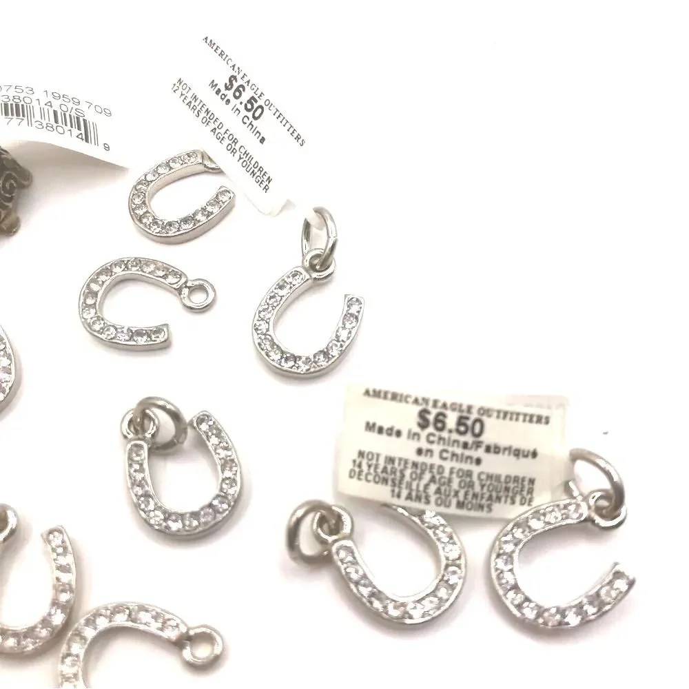 American Eagle Outfitters Horseshoe Turtle and Wishbone Charms with Rhinestones